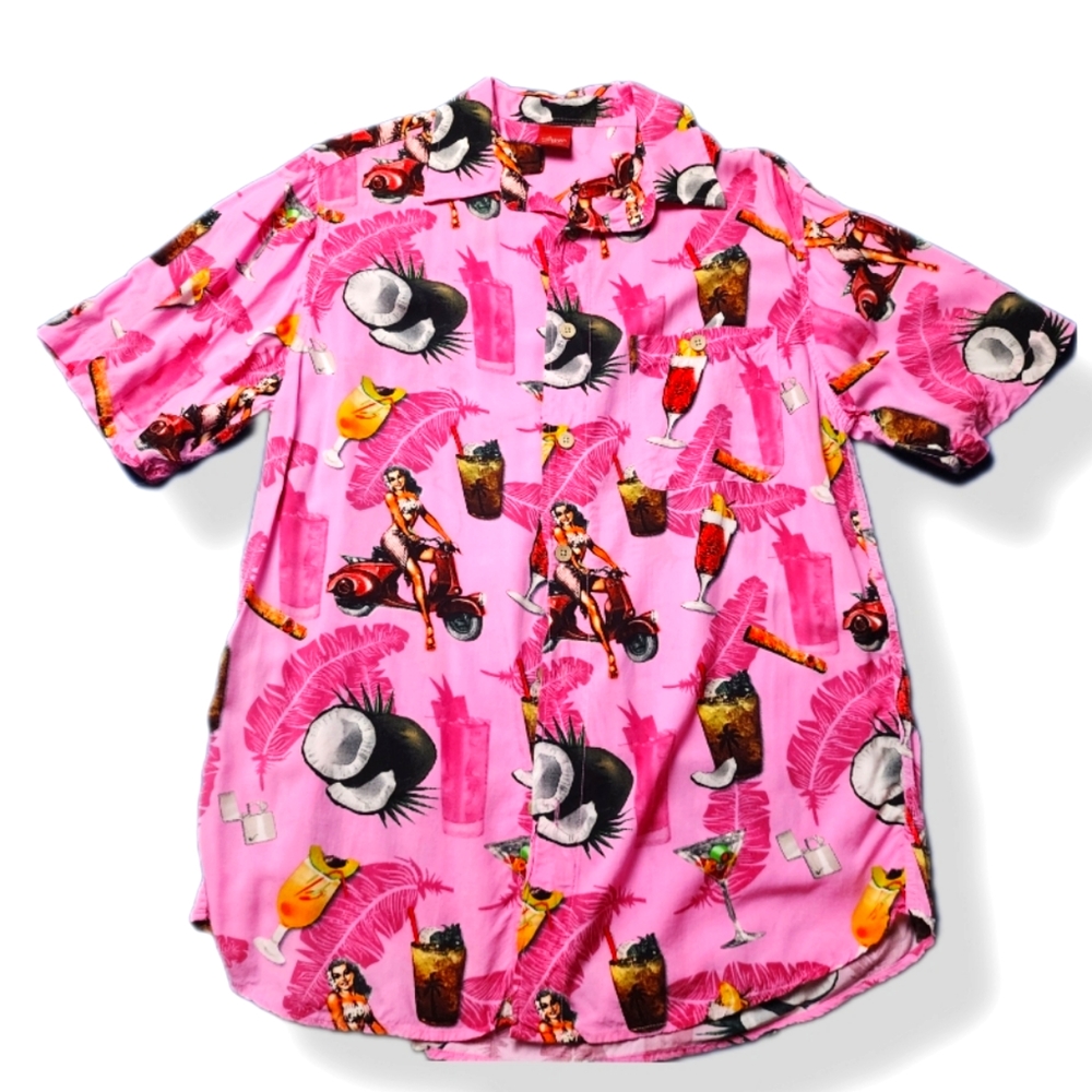 Hawaiian Shirt, Medium Adult, Pink